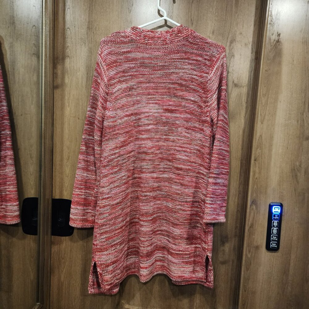 JJill Marled Red Open Front Duster Cardigan | Medium Petite - Picture 2 of 4